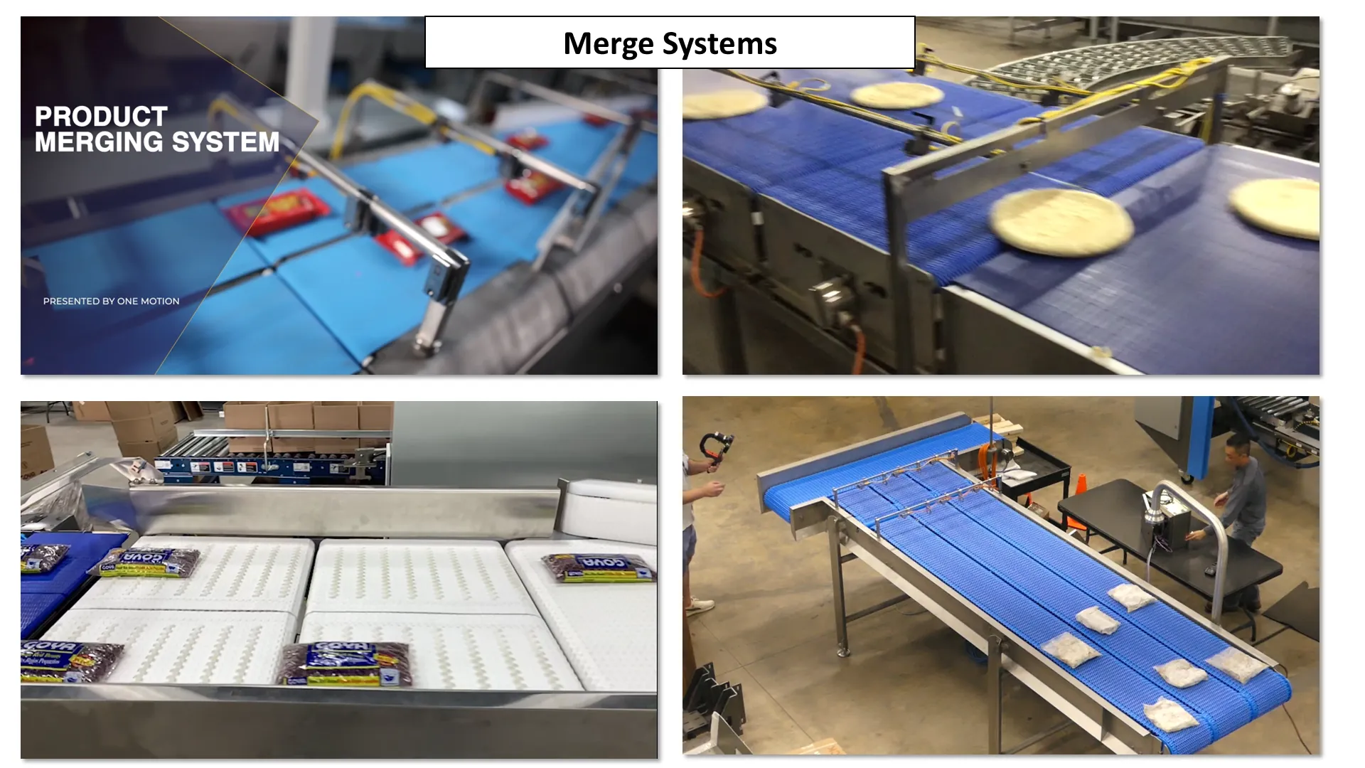 Merge systems, shown in four videos.