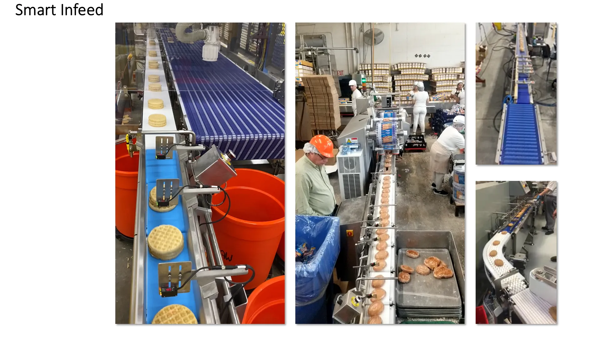 Smart infeed lines, shown in four videos.